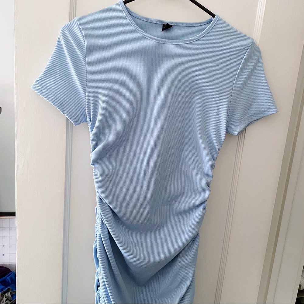 Blue shein cinched dress